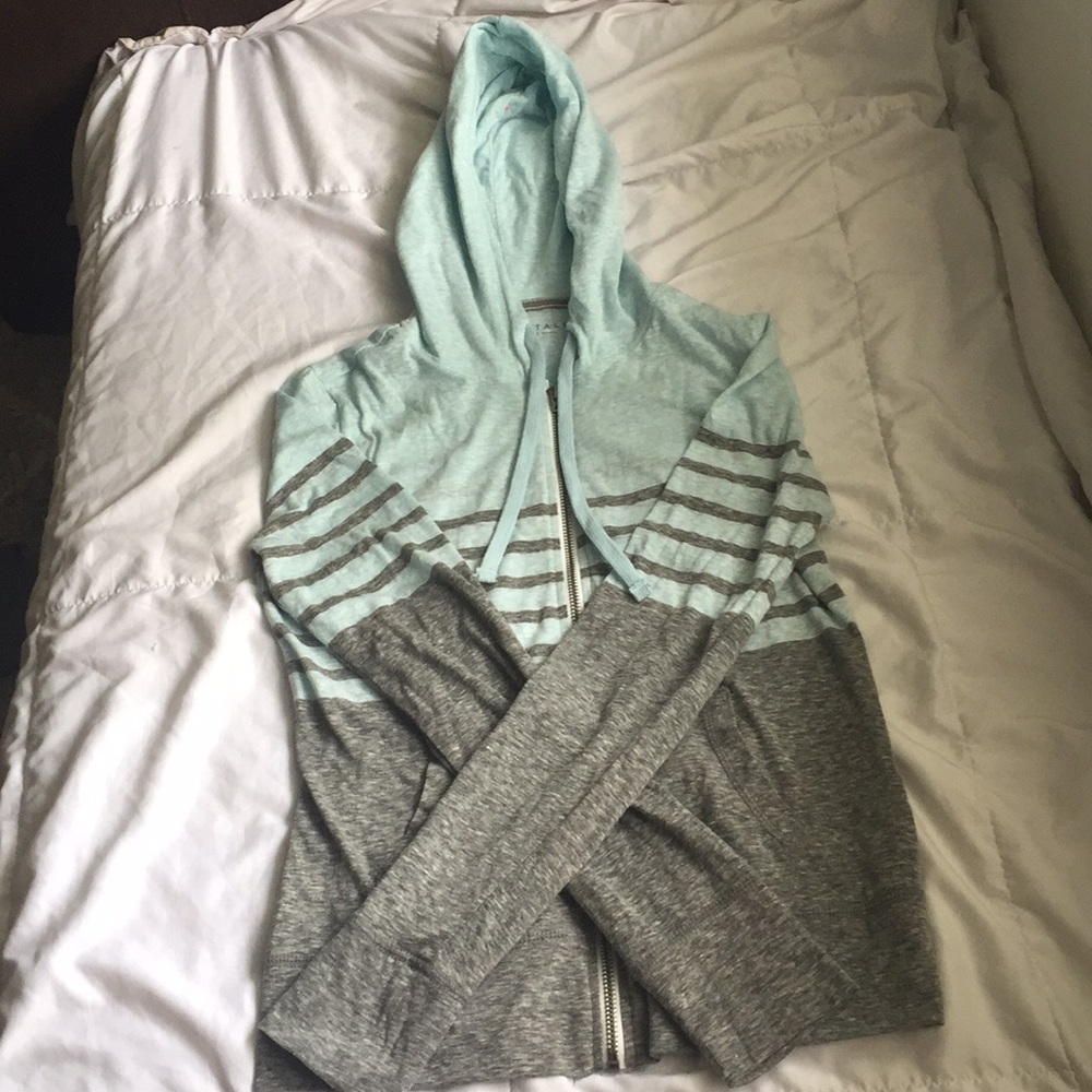 Aeropostale Teal and Gray Zipper & Hooded Jacket